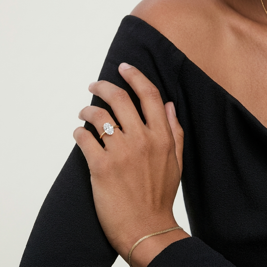 Crushed Ice Oval Cut Ring