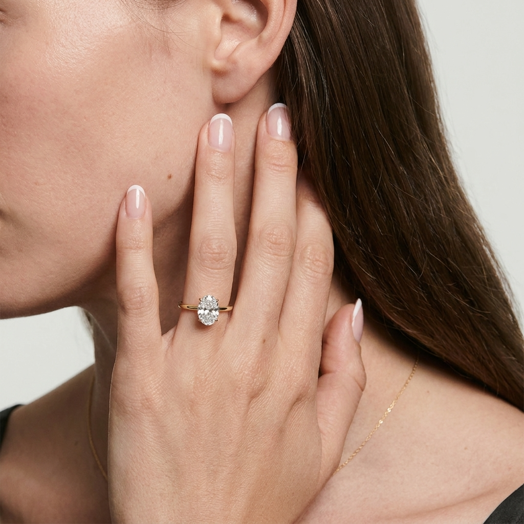 Crushed Ice Oval Cut Ring