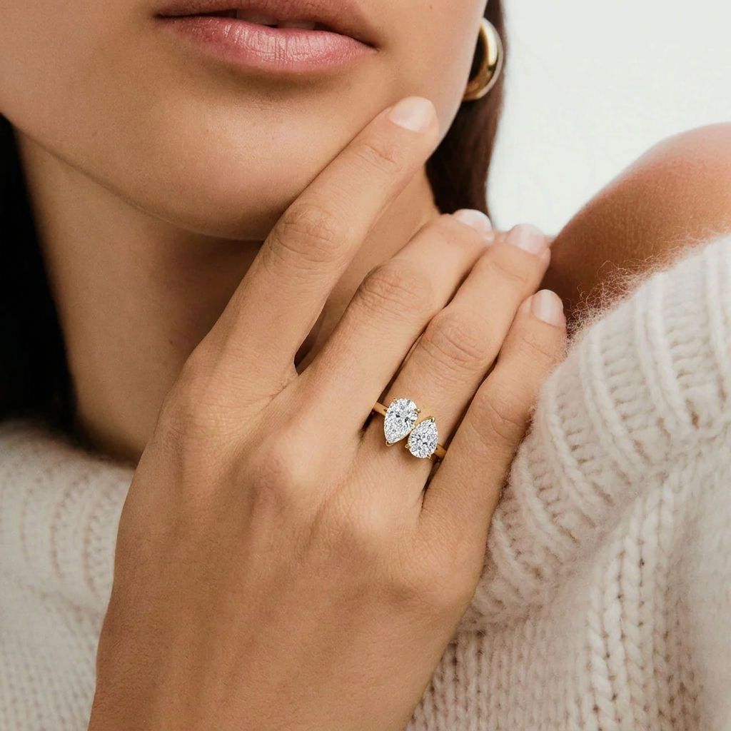Double Pear Cut Ring