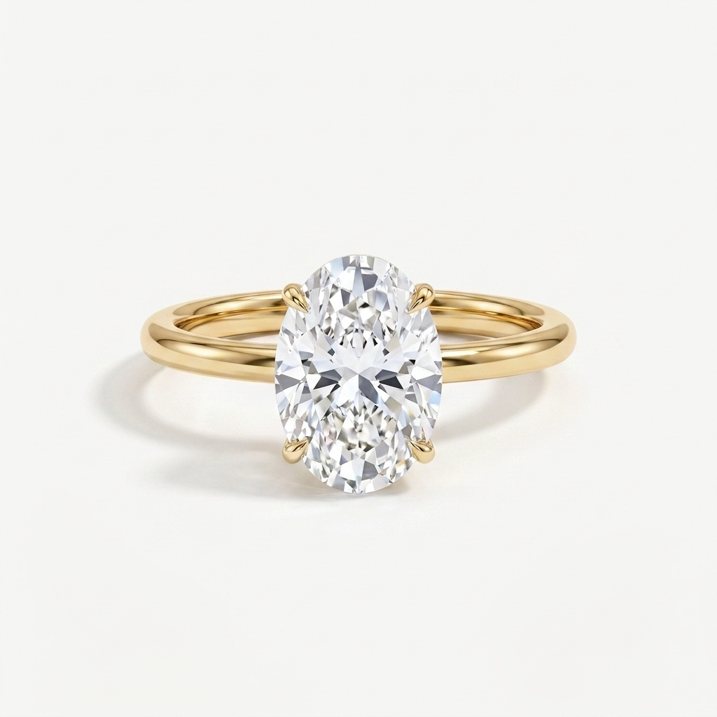 Crushed Ice Oval Cut Ring