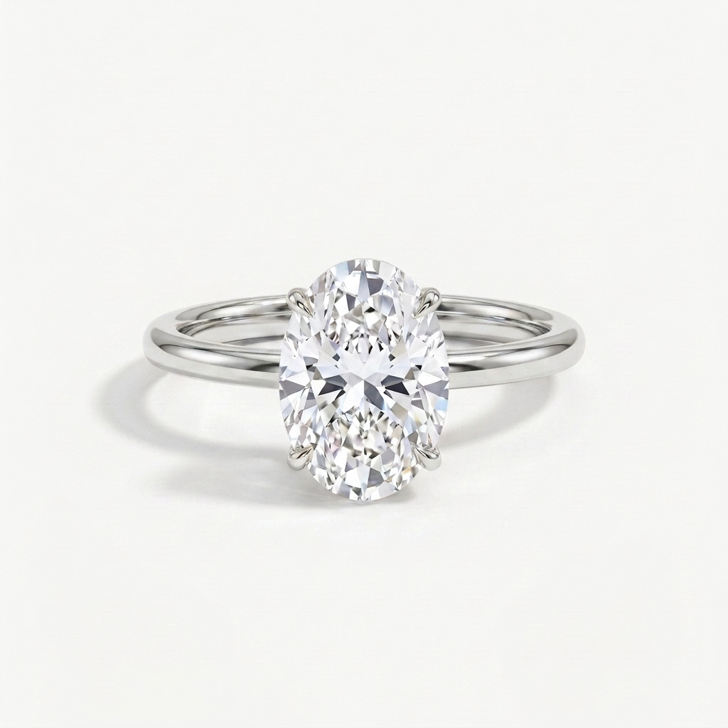 Crushed Ice Oval Cut Ring