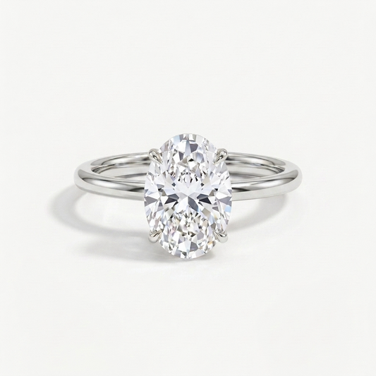 Crushed Ice Oval Cut Ring